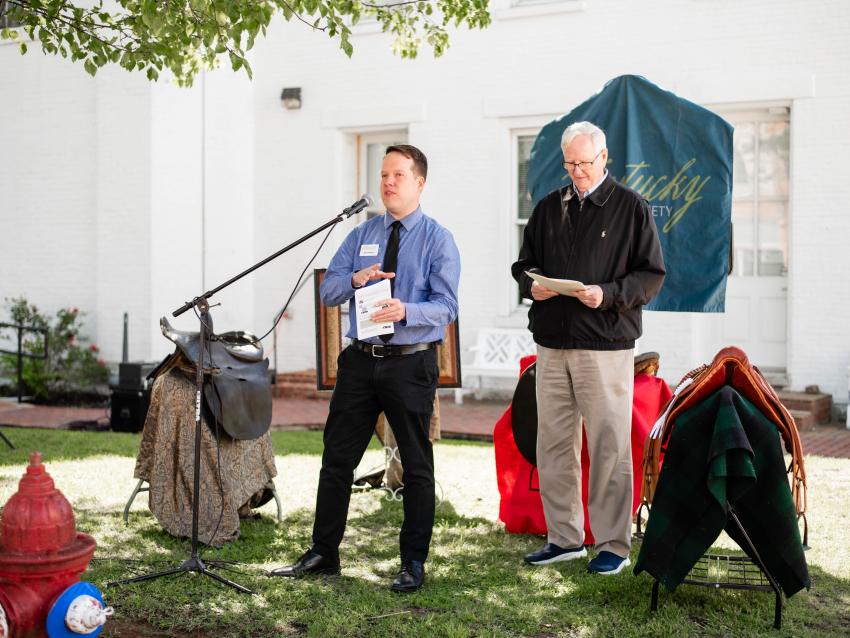 Jim Seaver with Mayor Gary Hunt at Historical Marker Dedication